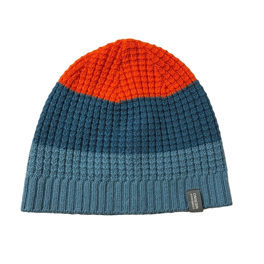 Icebreaker Oasis Beanie Merino Wool Blend Orange Blue Adult One Size Gorpcore
